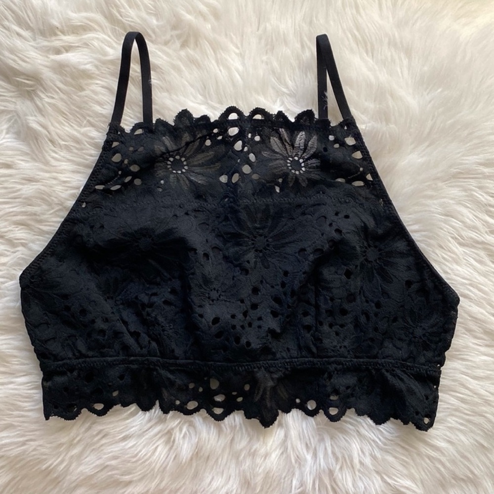 Aerie Black Floral Lace Bralette